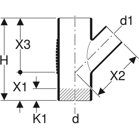 GEBERIT 312.124.14.1 Тройник Geberit Silent-db20 45°  - Вид №2