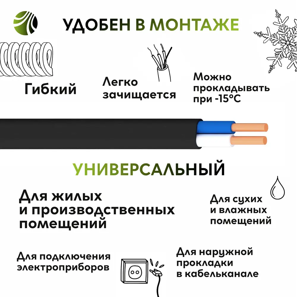 Кабель Ореол ВВГпнг(А)-LS 2x2.5 на отрез 86421317 STLM-2111092  - Вид №3