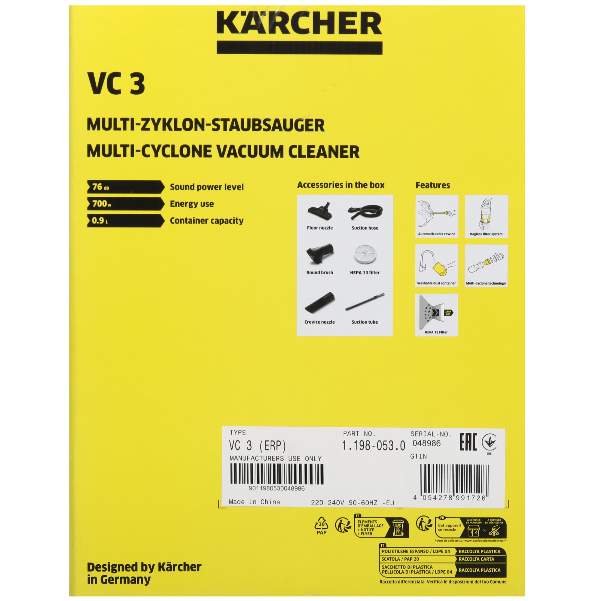 5465400 Пылесос Karcher VC 3 белый STDN-0085676 - Вид №14