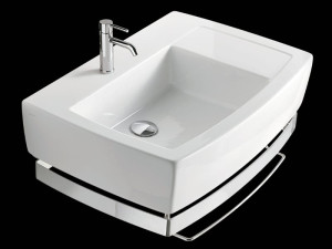 Керамическая прямоугольная раковина с держателем для полотенец