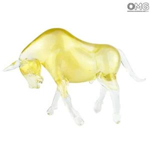 3232 ORIGINALMURANOGLASS Скульптура "Золотой буйвол" - автор Alessandro Barbaro - золото - Original Murano Glass OMG 40 см