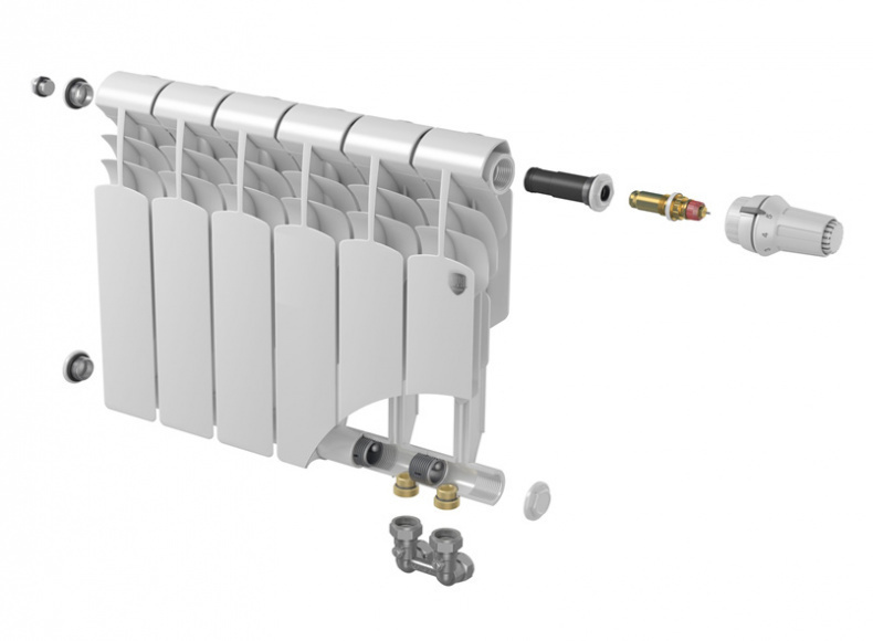 Биметаллический радиатор с нижним правым подключением Vittoria 350 VD - 8 секций Royal Thermo sun-id-646045 - Вид №1
