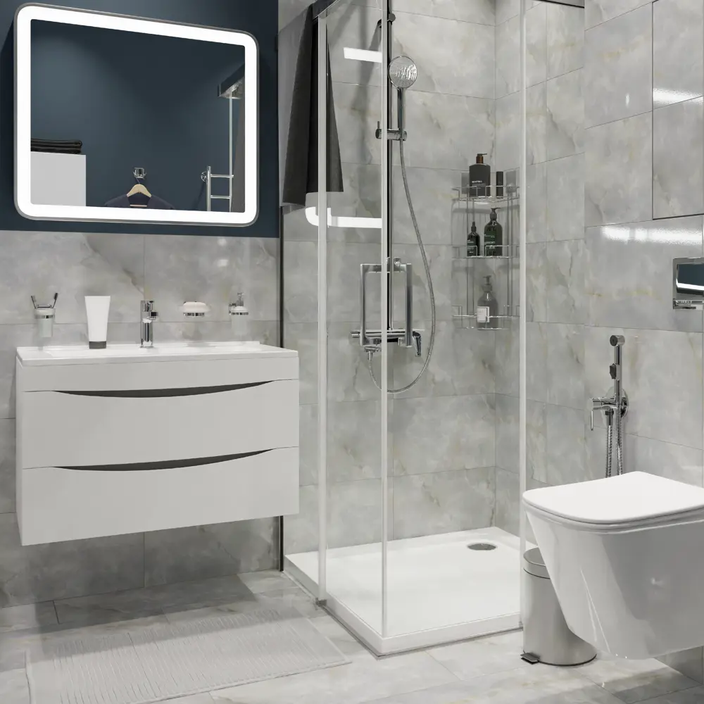 Керамин Талисман: настенная плитка серо-синего оттенка 60×30 см 88700678 STLM-1419591