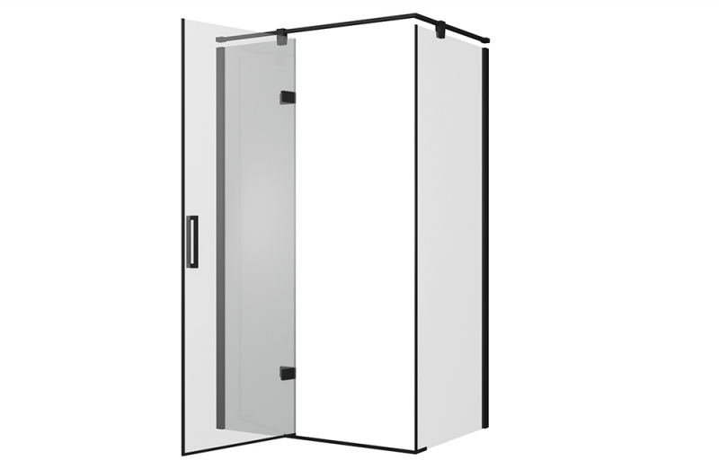 Душевое ограждение (L-open) одна распашная дверь BLACKLINE BS120.3112AB bravat  - Вид №3