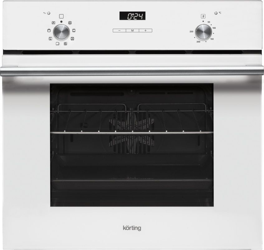 OKB 792 CFW Встраиваемые электрические духовки / crystal, 59.8 х 59.5 x 56 см, 9 режимов нагрева, гриль, конвекция, дисплей, таймер, телескопические направляющие, доводчик дверцы, белое стекло Korting Korting Crystal Santreyd 