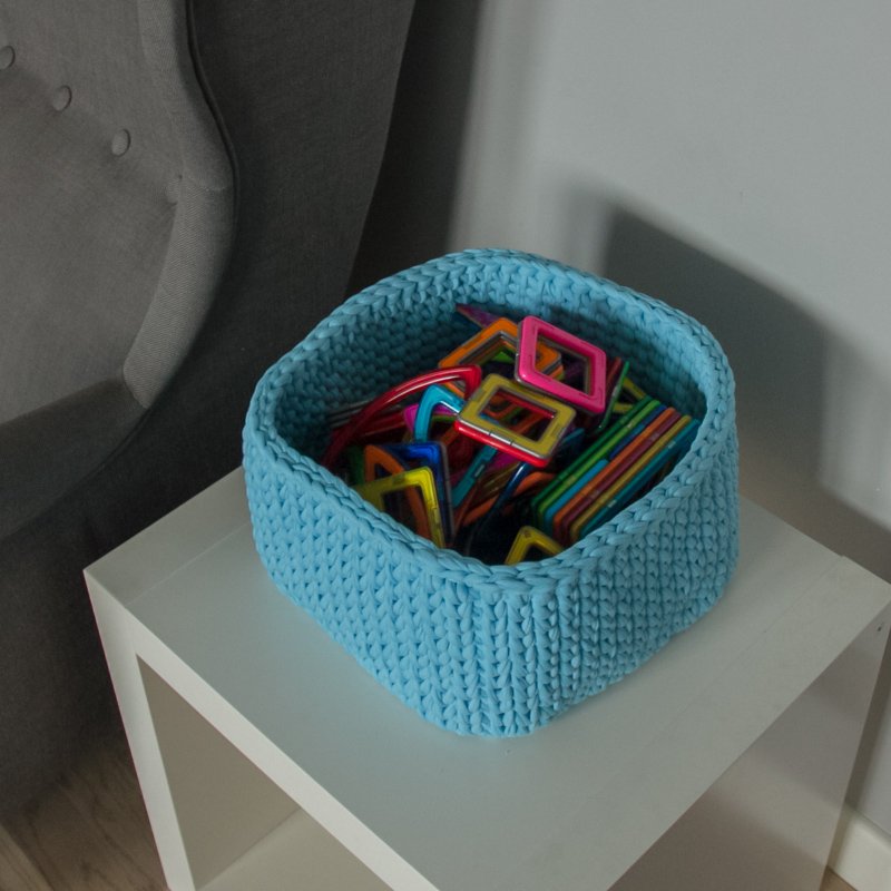 Вязаная корзина квадратная малая голубая VAMVIGVAM  282002 Голубой Santreyd  - Вид №4