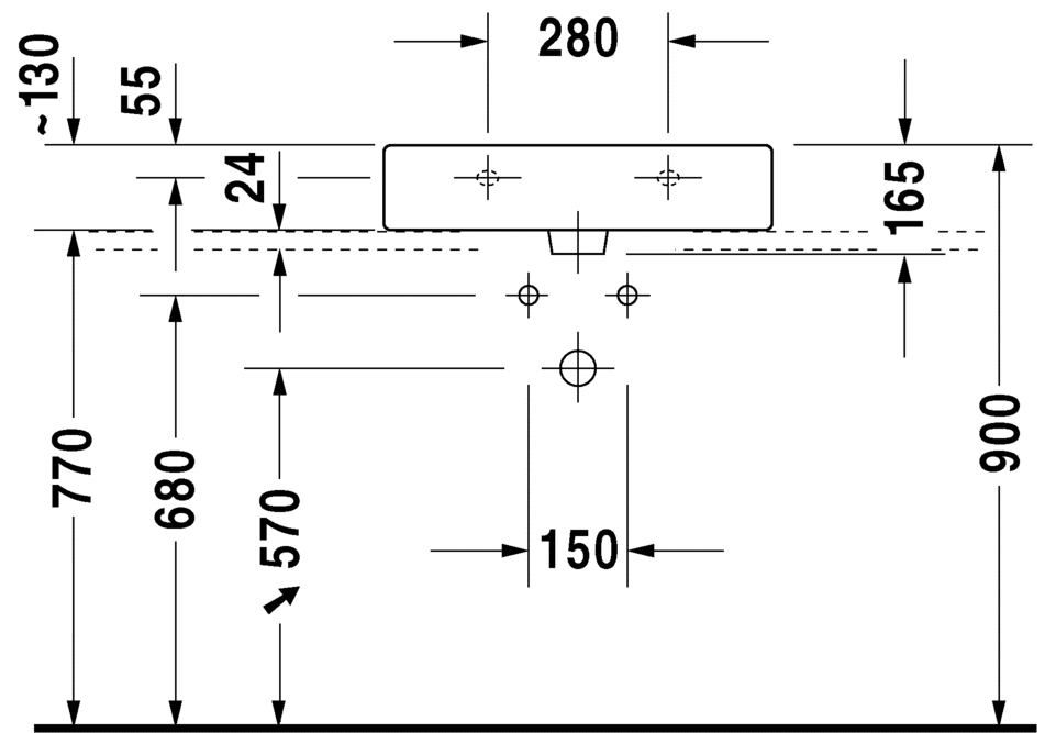 0454600027 Подвесная раковина настенная овальная Duravit Vero - Вид №3