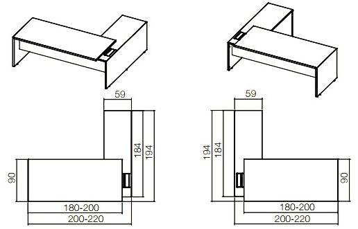 Quadrifoglio Рабочий стол со встроенной полкой T45 sun-id-1509343 - Вид №22