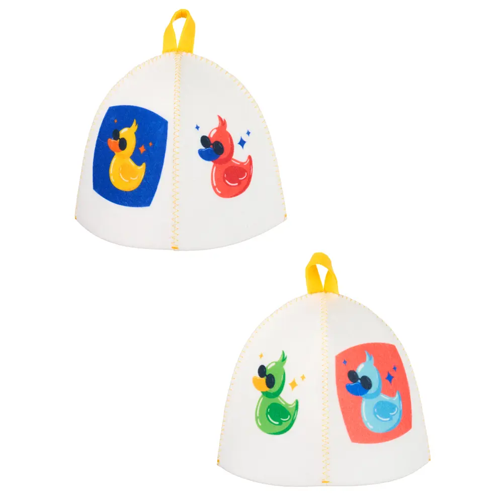 Шапка для бани Главбаня с принтом Уточка войлок цвет белый STLM-2019481