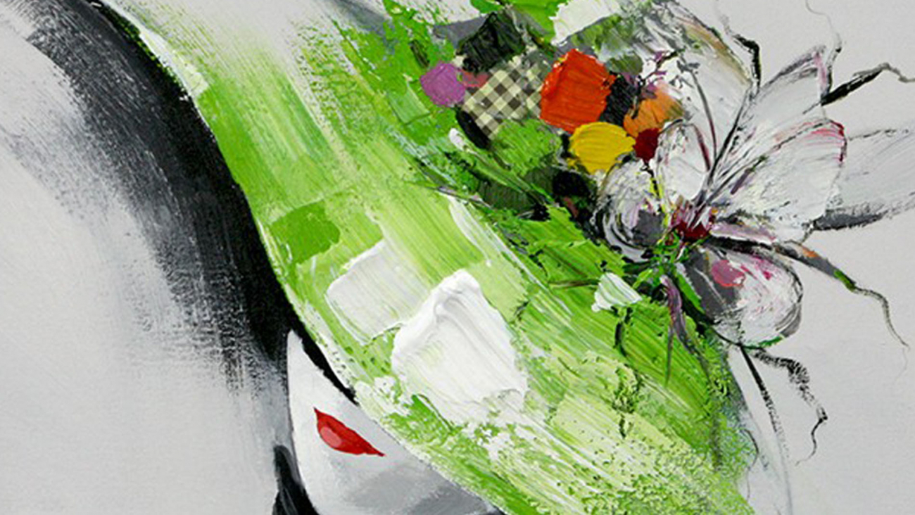 Картина на холсте 100х100 см "Сеньора кон-сомбреро-Верде" EVENHOME КАРТИНЫ МАСЛОМ 129851 Бежевый;зеленый;серый;черный;разноцветный  - Вид №2