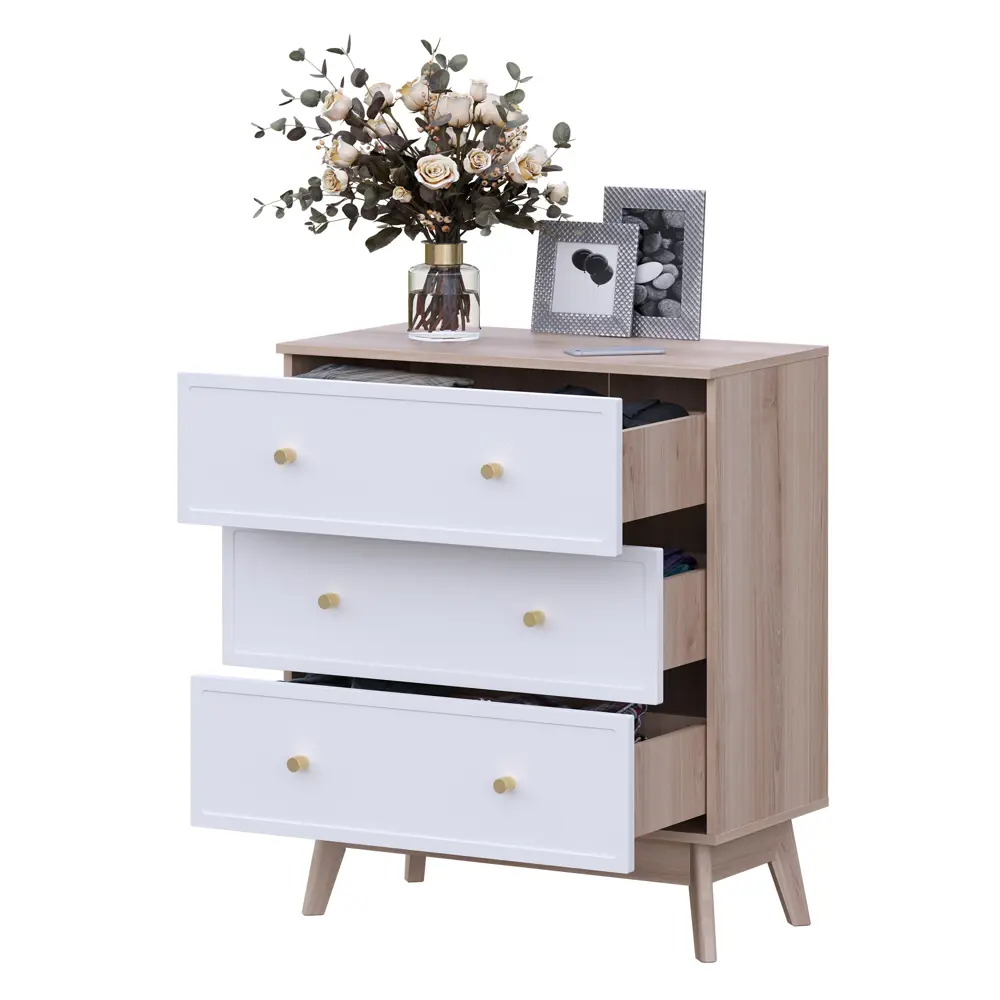 Комод KONSENSA Амьен 3 ящика 80x94x41.7 см ЛДСП цвет белый/коричневый 89448126 STLM-2066479 Лион - Вид №11