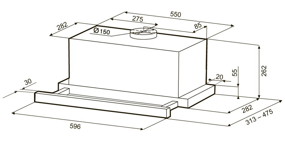 9229093 Вытяжка телескопическая KRONA KAMILLA T POWER 600 Inox серебристый/серебристый KRONA1 STDN-0123368 - Вид №13