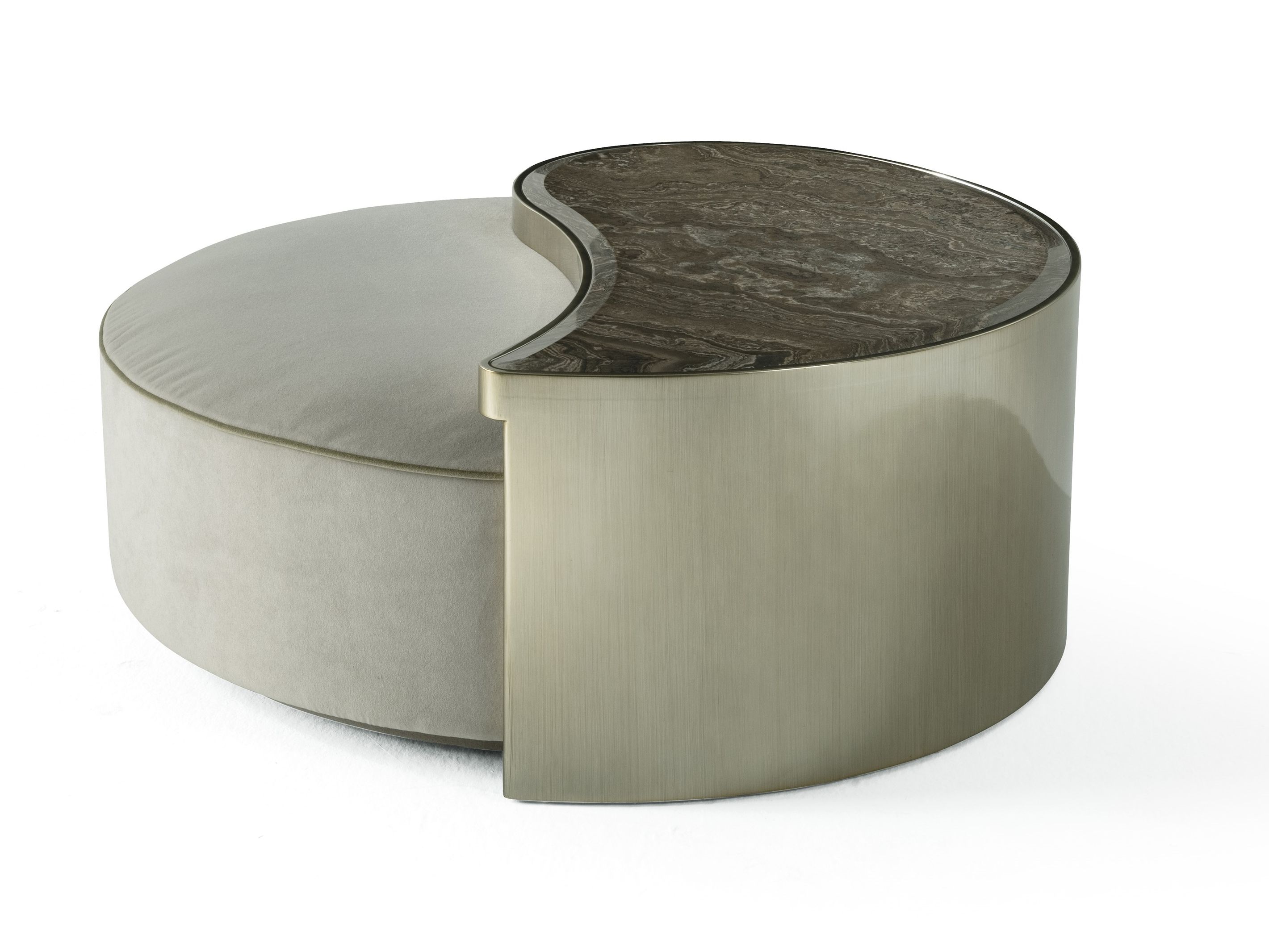 Бархатная мягкая пуфик с деревянным журнальным столиком ETRO Home Interiors ARCH-00110633