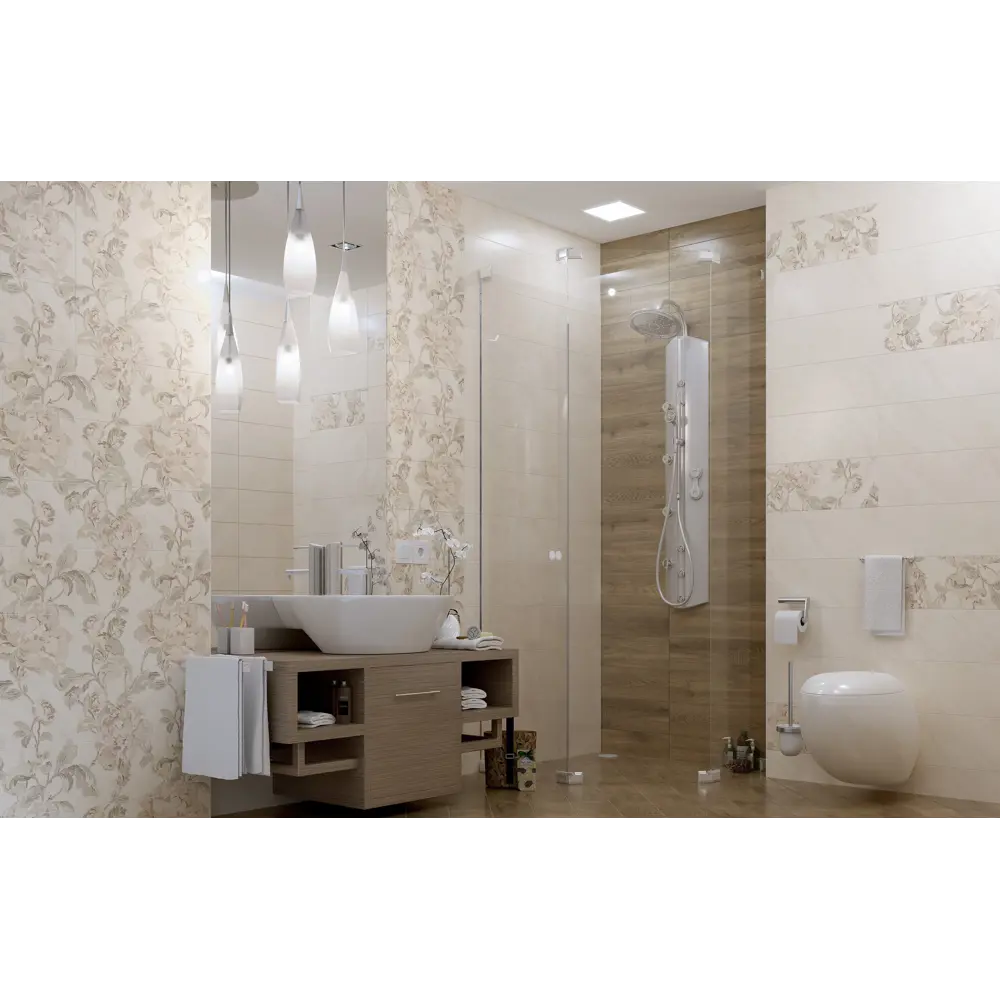 Декор настенный Пиона №1 20x50 см цвет бежевый 82454920 STLM-2104660 Golden Tile  - Вид №4