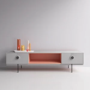 Тумба под телевизор розово-белая Lago BRAGIN DESIGN LIVING 00-3974647 Белый;розовый