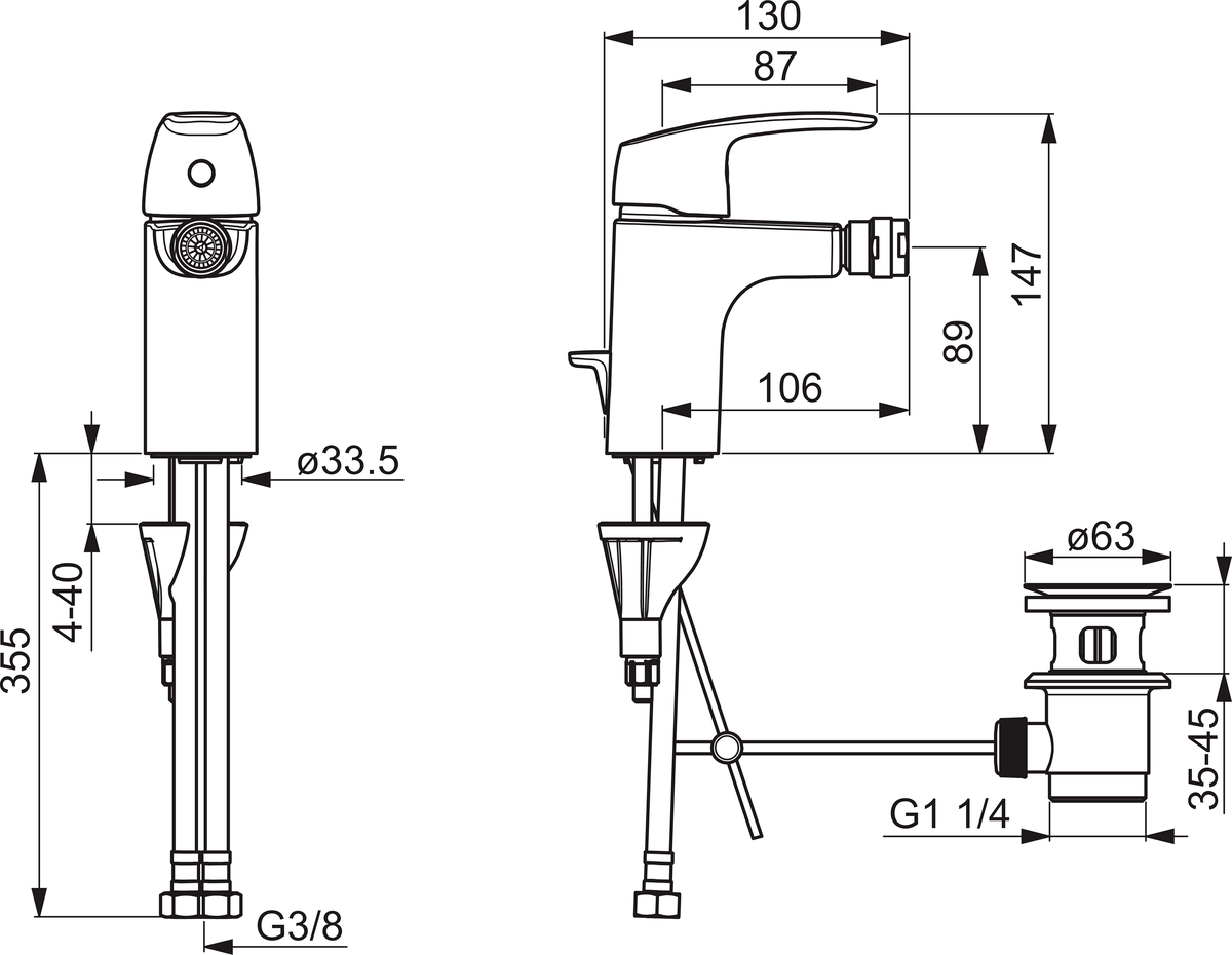 Oras 1018F Cмеситель для биде 1018F Safira Хром  - Вид №1