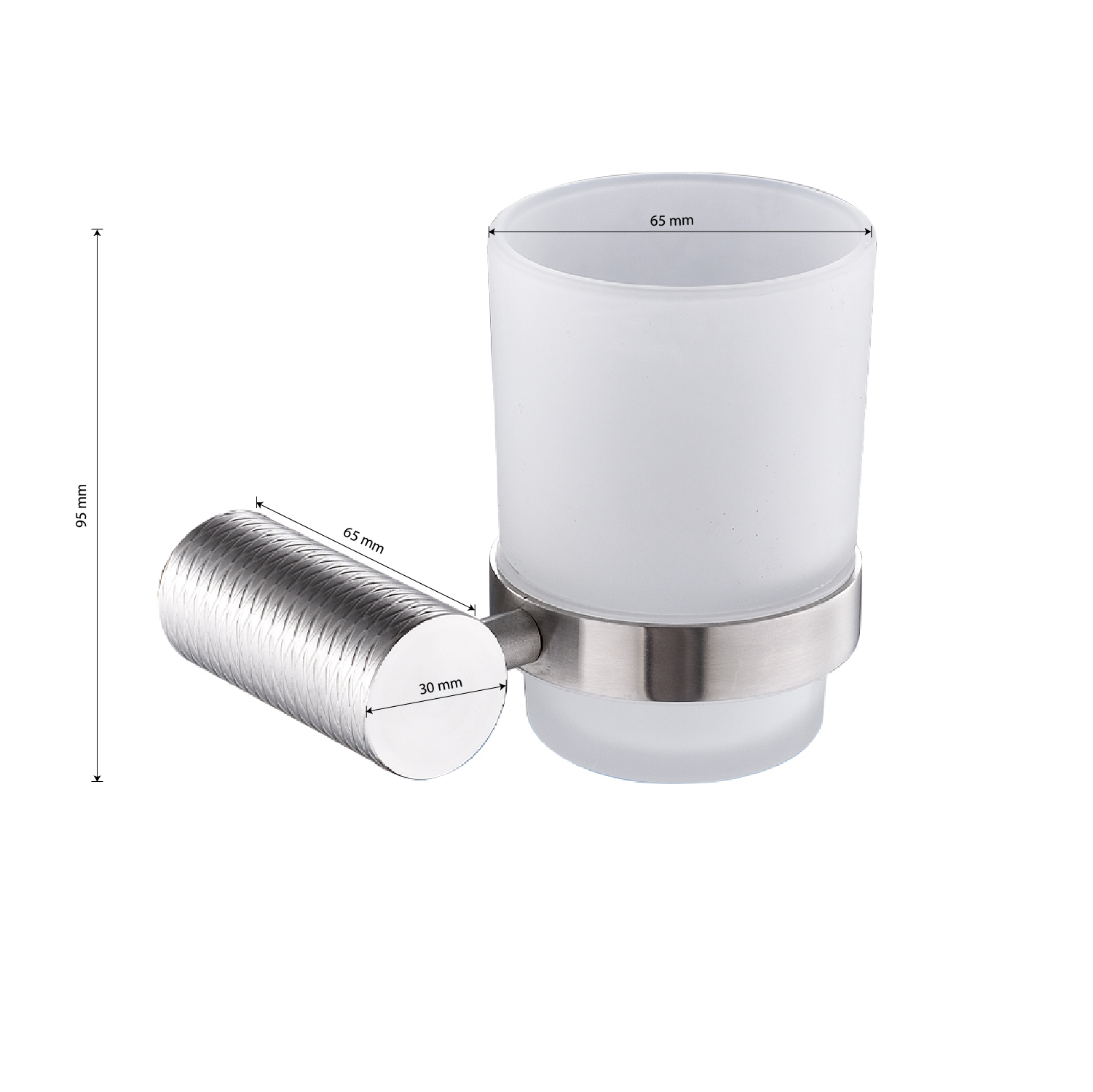 GFmark - Стакан стеклянный с креплением к стене, из нержавеющей стали с резным креплением, код: 81005  - Вид №3