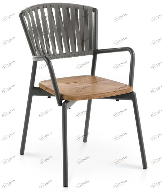 RODA Садовый стул из полиэстера и тика с подлокотниками Piper sun-id-1406969