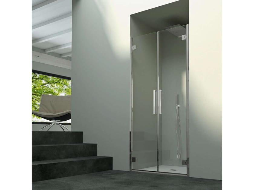 Алюминиевая и стеклянная нишевая душевая кабина с распашной дверью CSA Box Doccia София ARCH-00047489