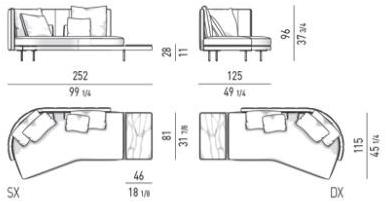 Minotti Наклонный диван с верхом Torii sun-id-1469319 - Вид №8