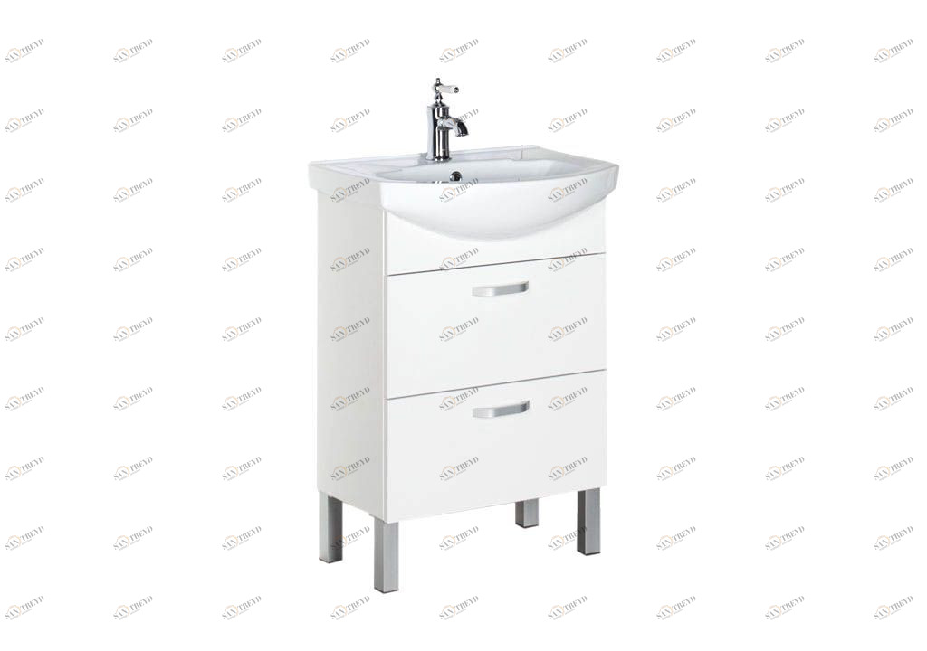 Тумба с раковиной Aquanet Алькона 60 белый (2 ящика) 0018330900182641