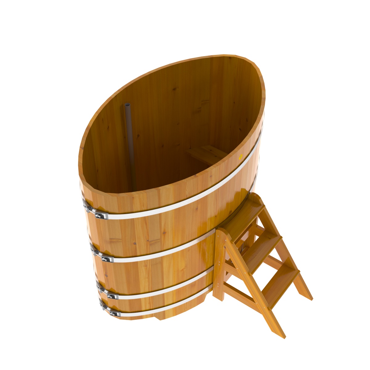 2284 Купель овальная из лиственницы Рустик 1,02х1,68х1,4 натуральная Alyarus  - Вид №2