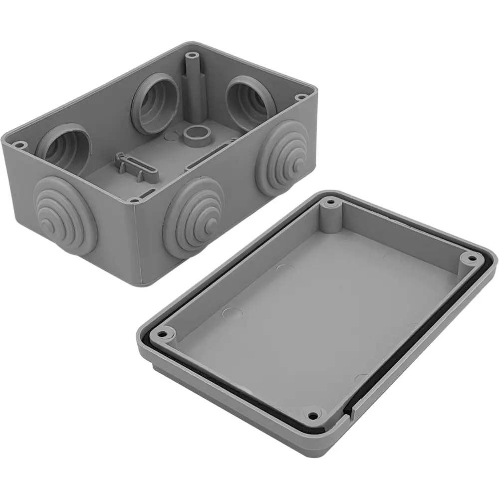 Распределительная коробка открытая LEXMAN D 120x80x50 мм 6 вводов IP55 цвет серый 87964081 STLM-2100740  - Вид №2