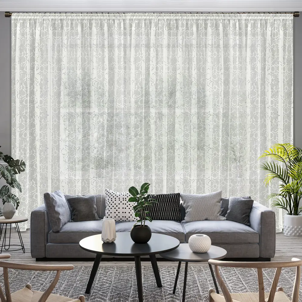 Тюль 1 м/п Геометрия батист 300 см цвет серебряный 86521430 STLM-2125857 GARDEN  - Вид №3