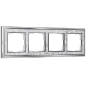 Рамка для розеток и выключателей Werkel Palacio Gracia 4 поста цвет белый хром