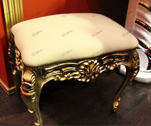 Пуф MIGLIORE Bella ML.COM-70.731.Bl.BR, белая кожа/бронза ML.COM-70.731.BI.BR