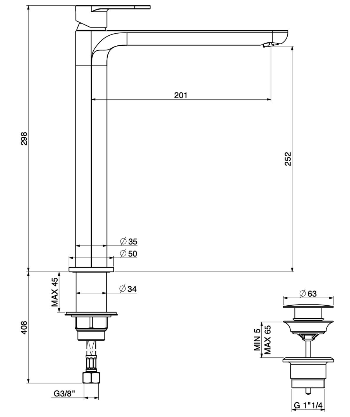 Однорычажный смеситель для раковины GATTONI H20MIX 7000 ARCH-00124046 - Вид №2