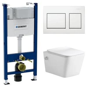 Комплект инсталляции Geberit Alpha с унитазом тип ободка открытый Glory клавиша Geberit Alpha белая 89444665 STLM-2125082