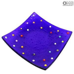 554 ORIGINALMURANOGLASS Квадратное синее блюдце муррина - piatto blu - муранское стекло OMG 9 см
