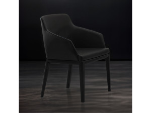 Кожаный стул с подлокотниками