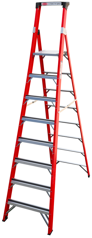 Стремянка FGP208 стеклопластиковая 8 ступеней с лотком для инструмента ALUMET 
