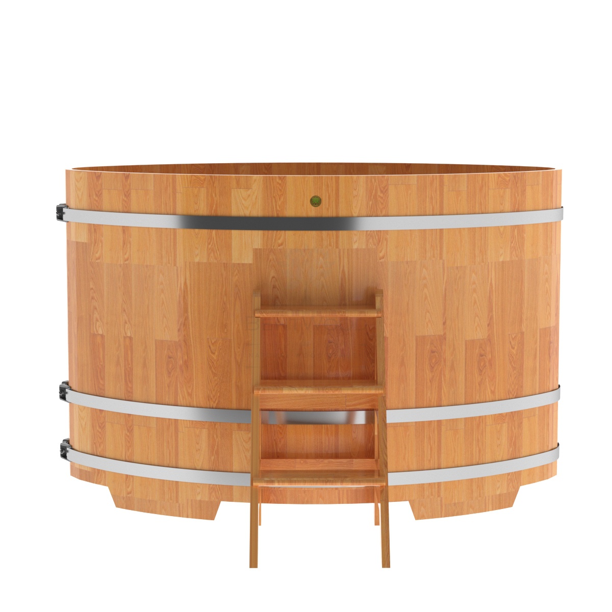 1550 Купель овальная из сращенных ламелей лиственницы 1,15х1,83х1,2 натуральная Alyarus  - Вид №3