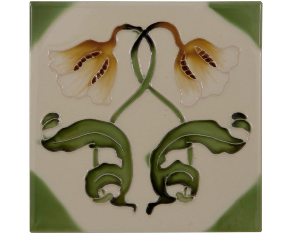 LGC042 Набор из 10 плиток с темно-зелеными листьями оранжевого тюльпана Сarronheating 