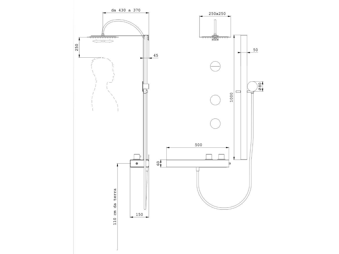 Стержень из нержавеющей стали с ручным душем Cropelli Alyssia ARCH-00082099 - Вид №34