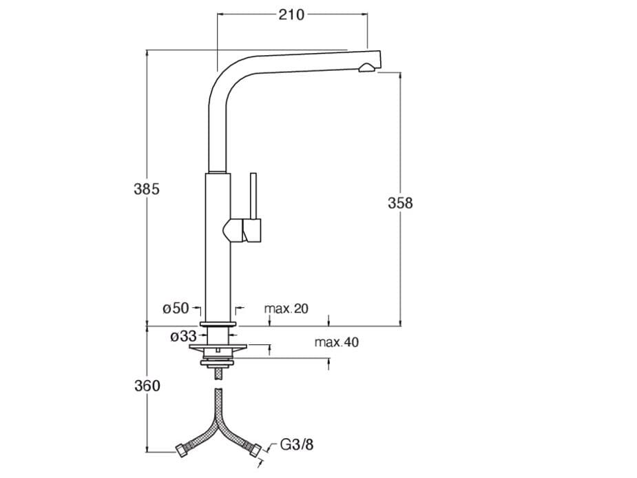 Однорычажный смеситель для кухни из нержавеющей стали CRISTINA Rubinetterie кухня-Inox Collection ARCH-00144523 - Вид №2