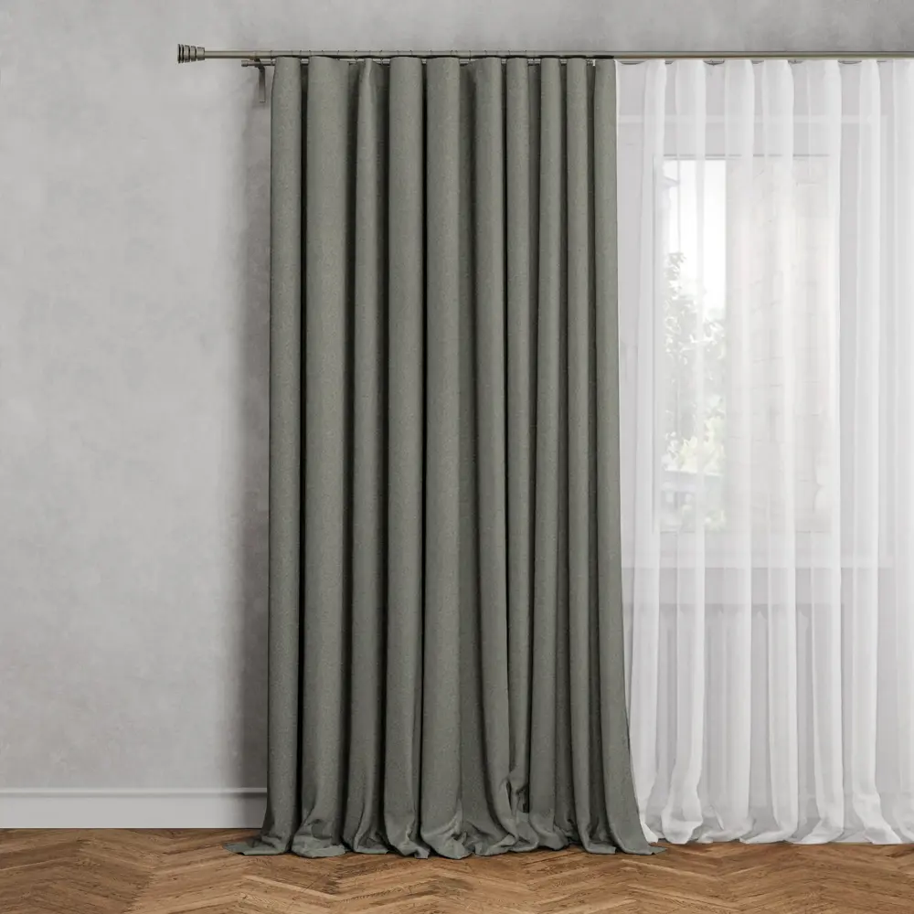 Штора MIAMOZA Меланж на ленте 200x280 см в серых тонах 89427083 STLM-1583971