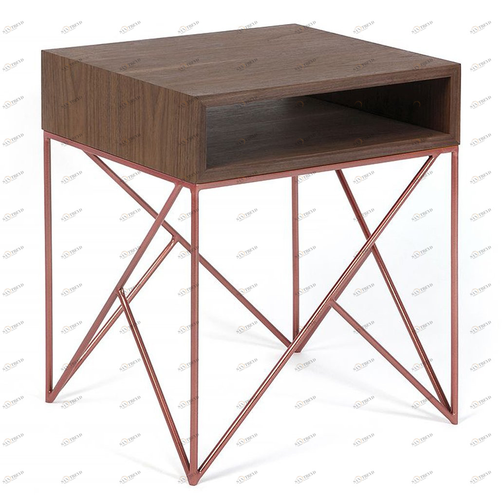 Тумбочка прикроватная американский орех с медью Prince copper INTELLIGENT DESIGN  260724 Коричневый 