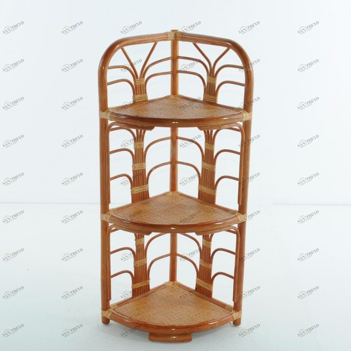 Этажерка угловая с 3 полками коньяк Calamus Rotan VINOTTI  00-3885323 Коричневый 