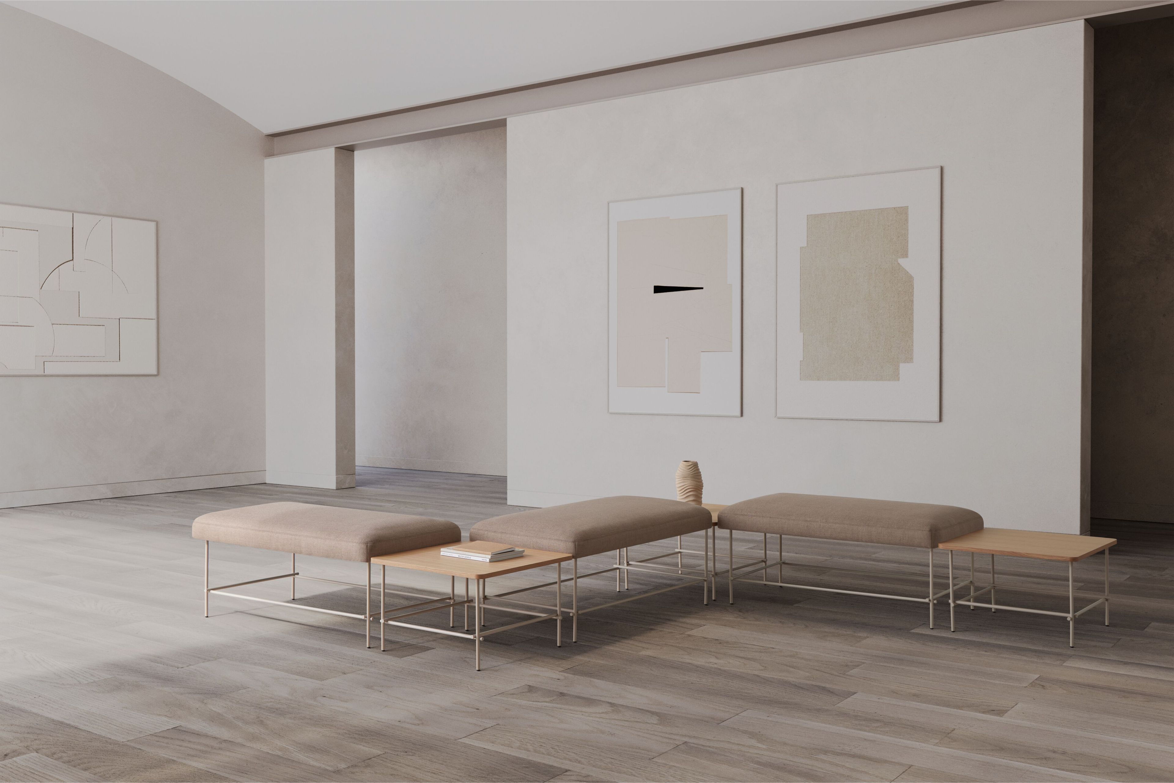 Мягкая скамейка из ткани и металла INCLASS Nuc ARCH-00047608 - Вид №6