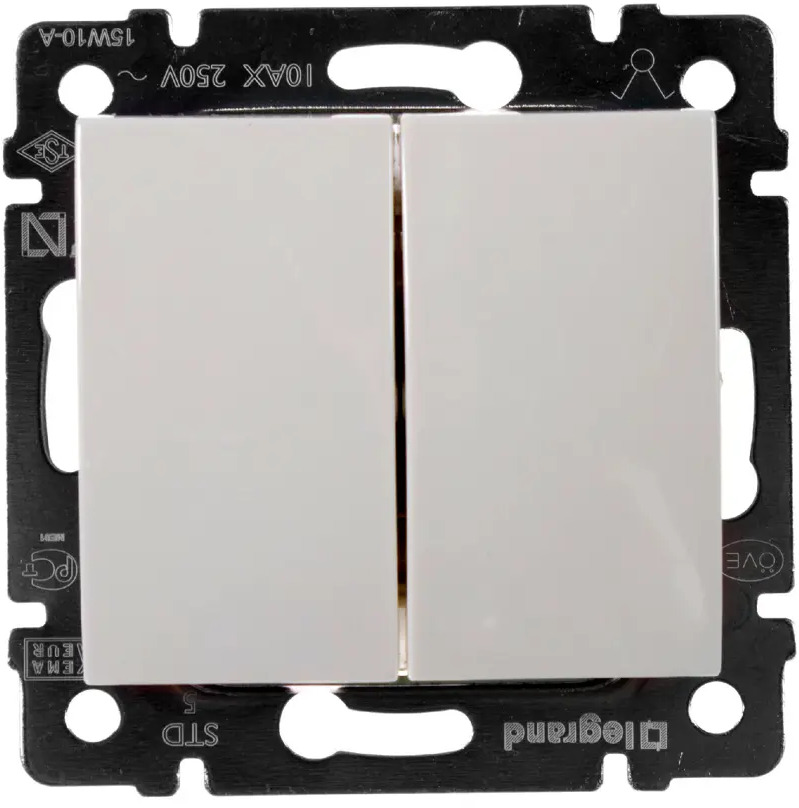 Выключатель двухклавишный Legrand Valena Classic слоновая кость 11273696