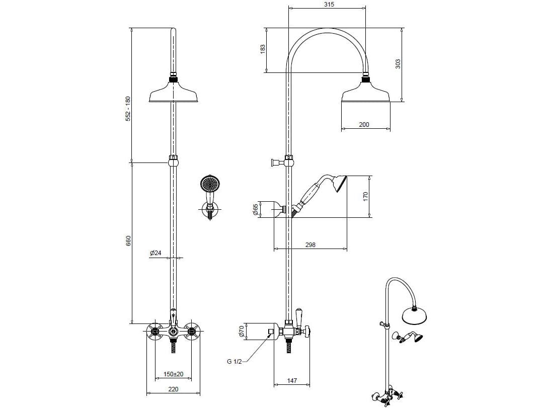 Хромированная латунная душевая колонна Bugnatese PRINCETON ARCH-00074898 - Вид №2