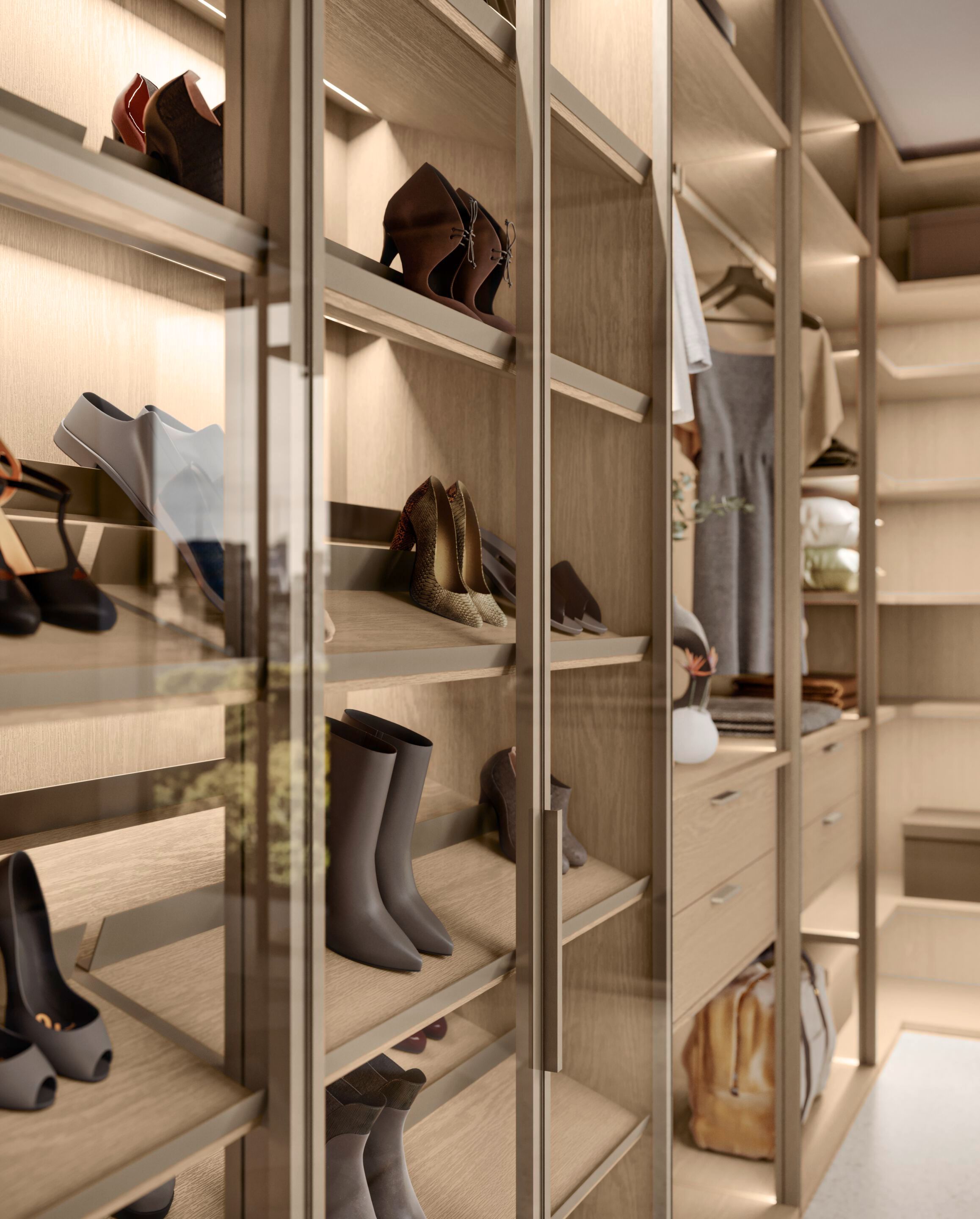 Деревянная секционная гардеробная со встроенным освещением Olivieri ARCH-00000831 - Вид №7