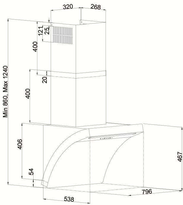 Silverline Настенная алюминиевая вытяжка со встроенной подсветкой sun-id-1362706 - Вид №4