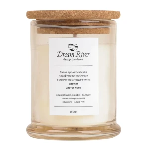 Ароматическая свеча Dream River с ароматом цветка льна в стеклянном стакане 89432347