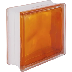 Стеклоблок Волна цвет ярко-оранжевый полуматовый