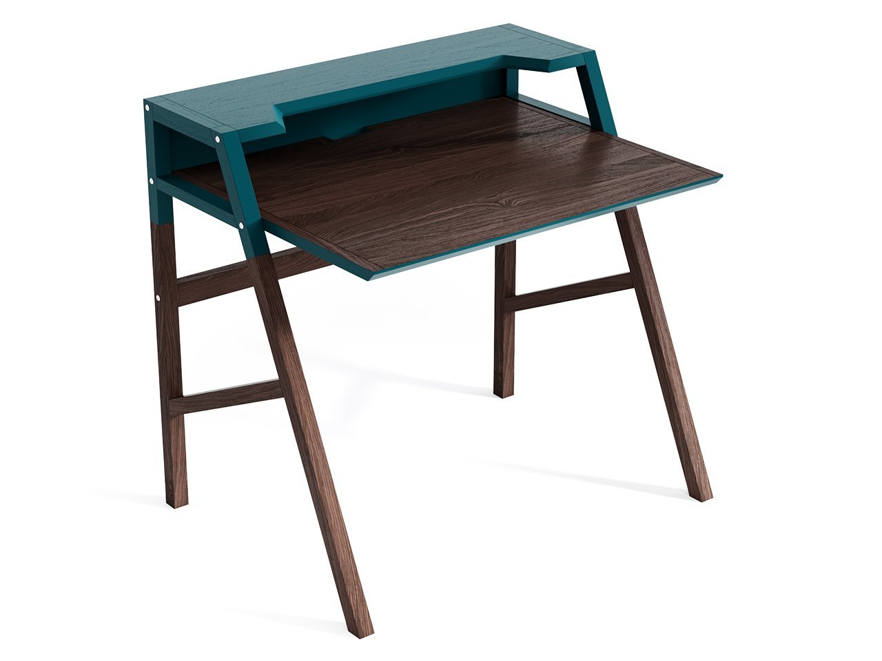 Компьютерный стол с полкой коричневый с синим Youk THE IDEA  210624 Коричневый  - Вид №1